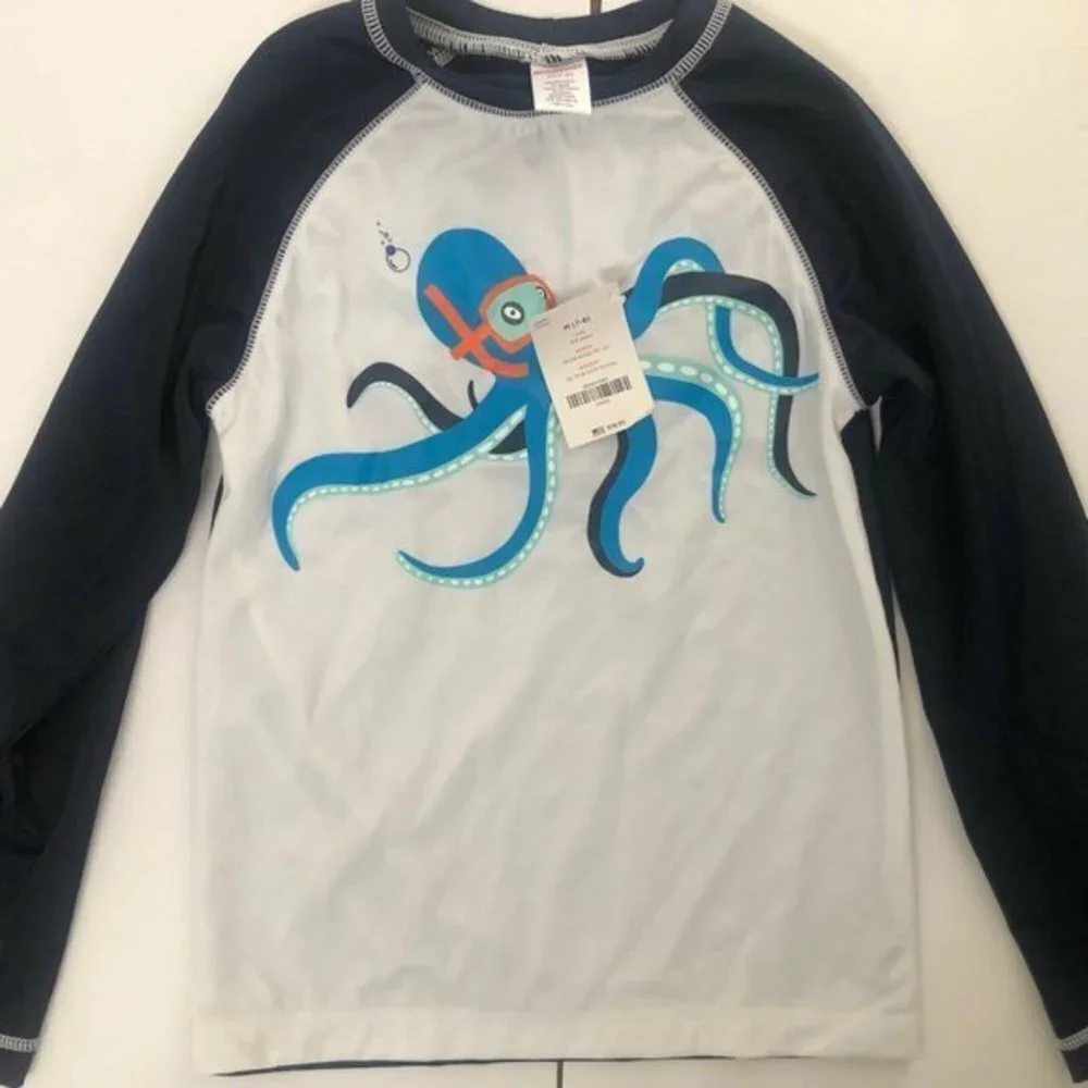 Gymboree Boys Swim Tops M(7-8) Shark Octopus x2lot